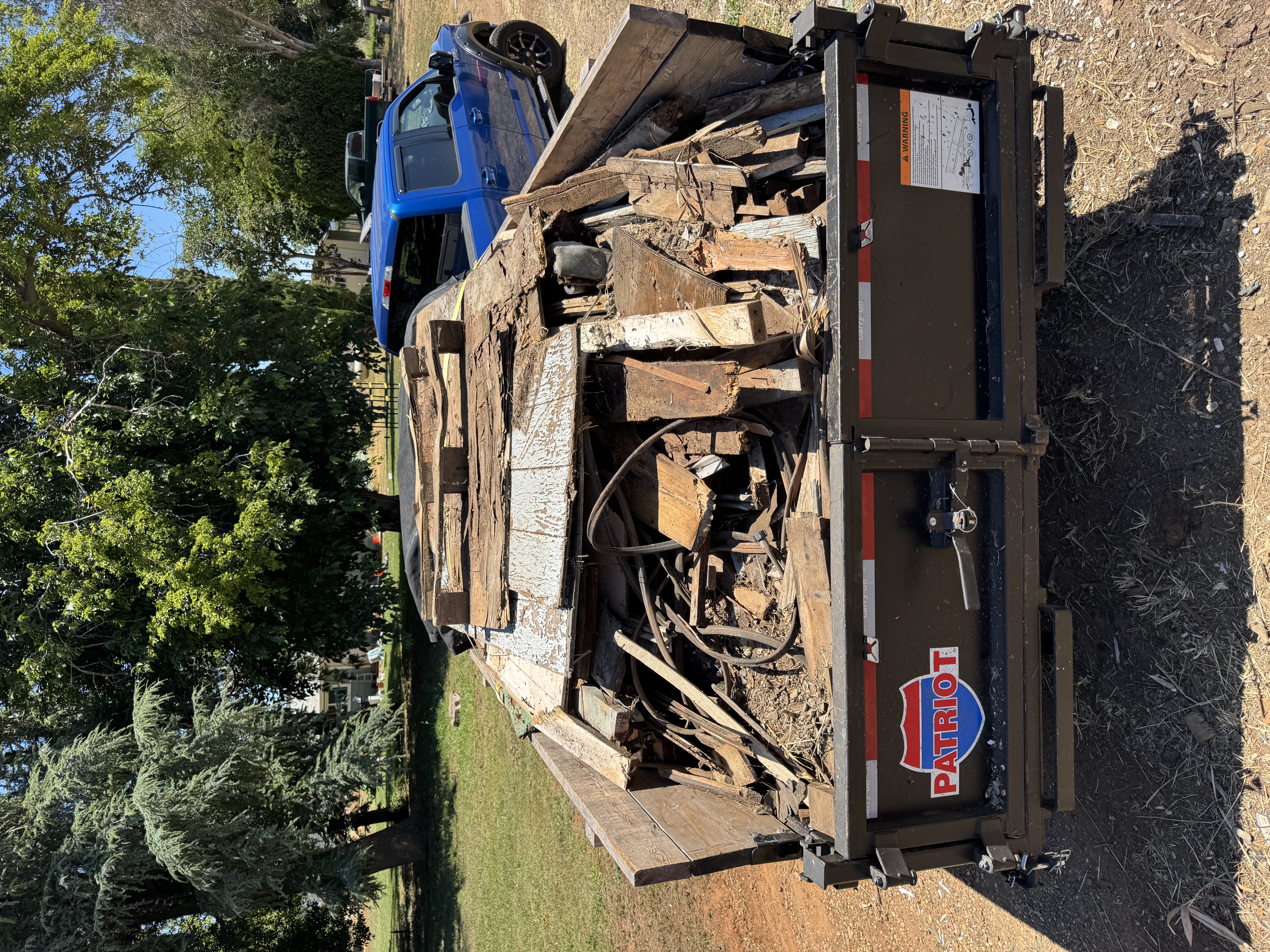 Trailer loaded full of junk and debris